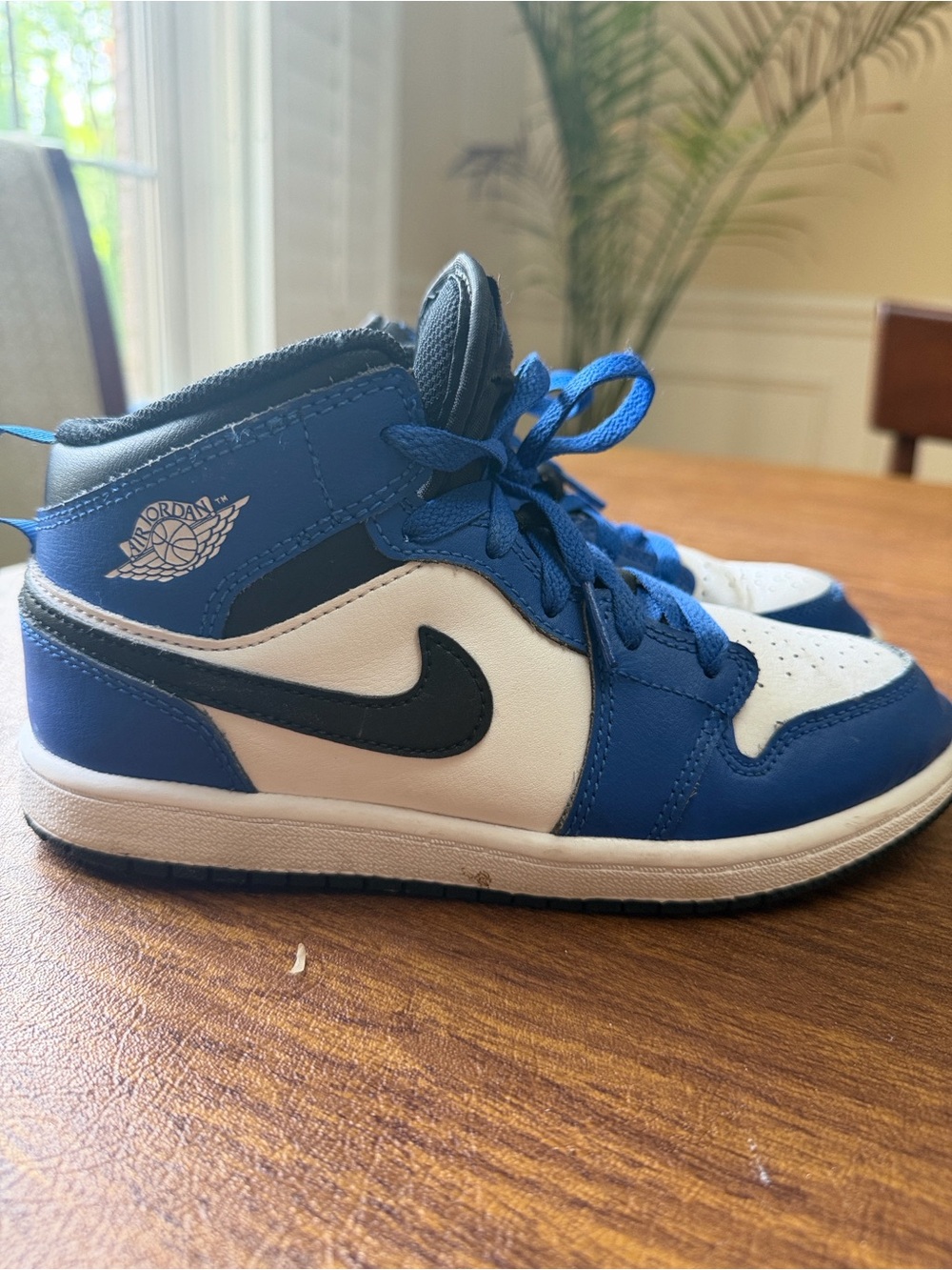 Nike Kids Mid-Top Sneakers in Blue, White and Black